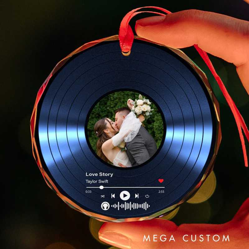 Personalized Song Photo Ornament and Couple Song Ornament Personalized Album Cover Music Plaque Acrylic Record Plaque Music Gift