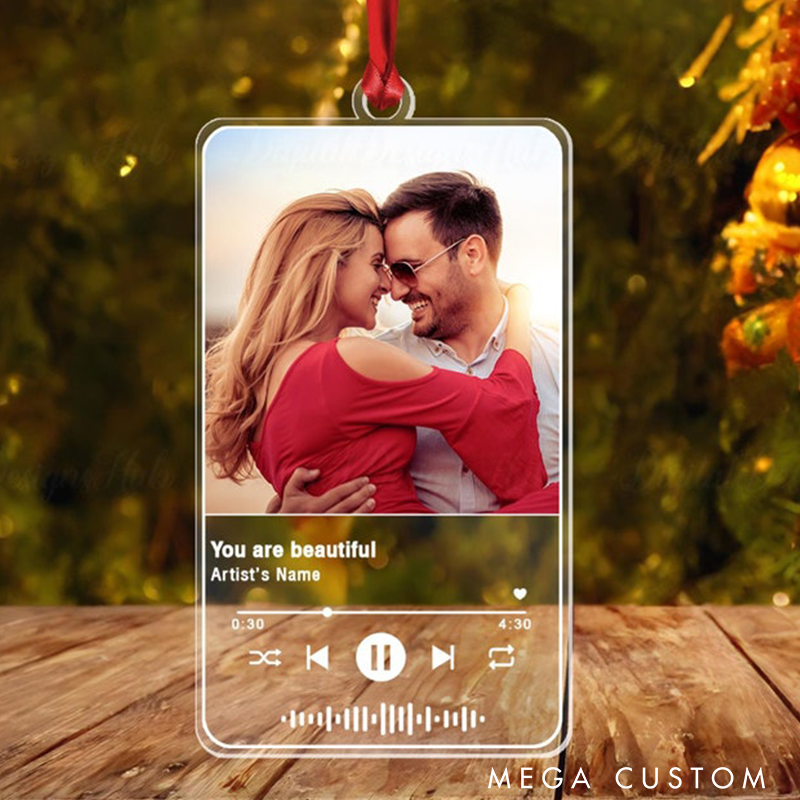 Personalized Song Photo Ornament Custom Song Name Christmas Couple Ornament and Custom Photo Couple Ornament and Love Song Ornament