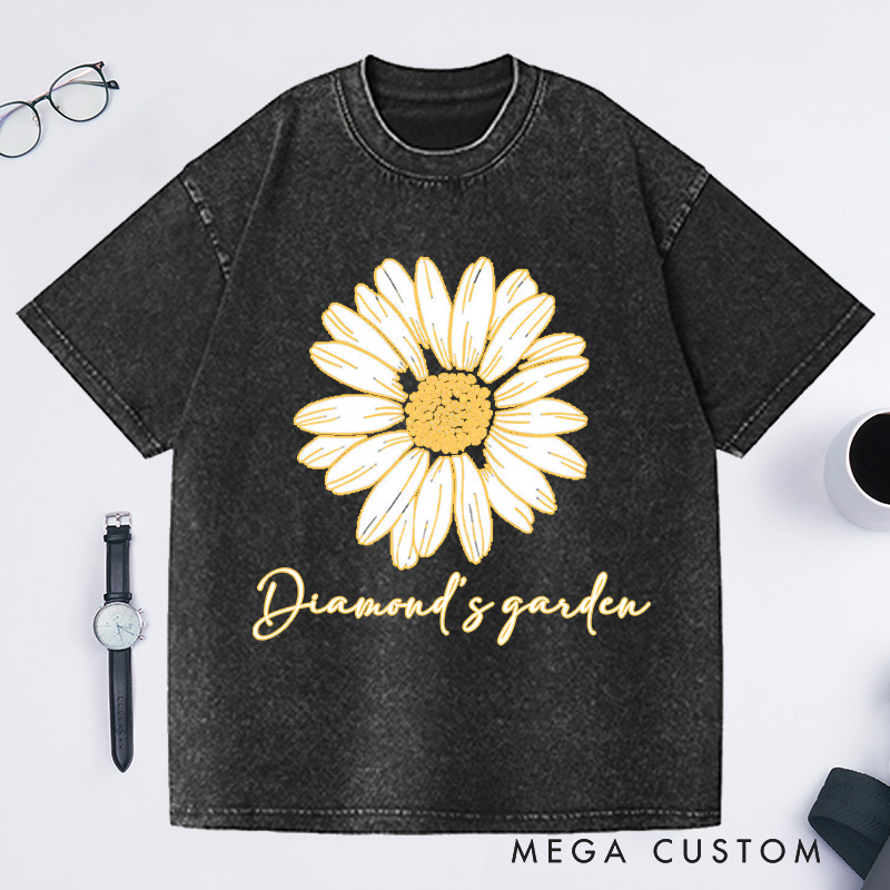Personalized Daisy Washed T-Shirts Wildflower Shirt Floral Shirt Gift Plant Lover Gift Gardening Lover Gift Flower Tee Plant Lover Tee