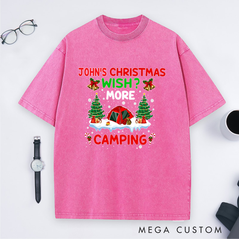 Personalized Merry Christmas Camper Washed T-Shirt Christmas Gift for Hiking Outdoors Lover 