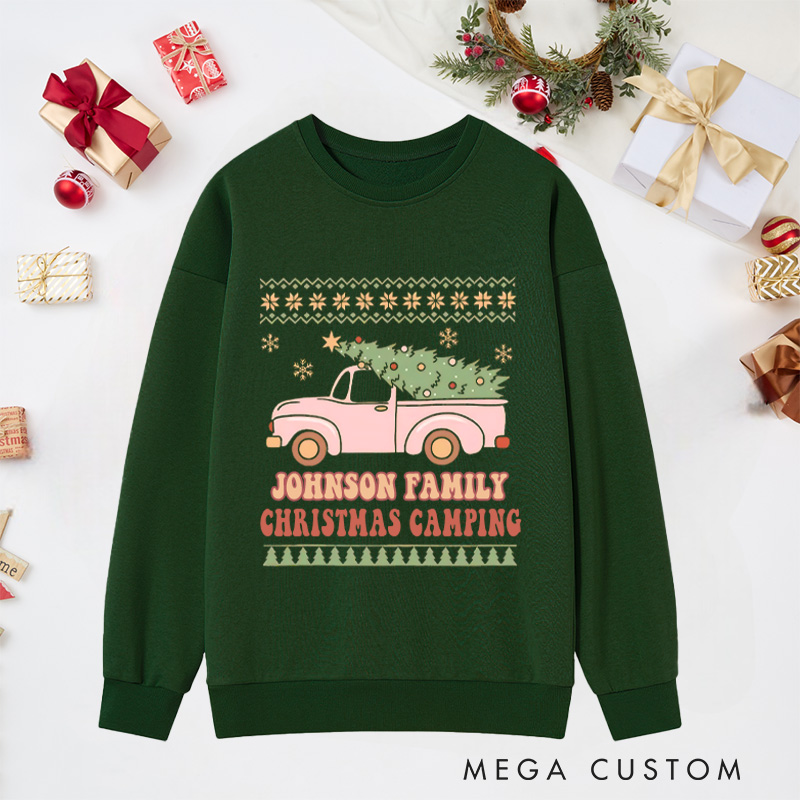 Personalized Family Christmas Camping Classic Sweatshirts Outdoor Adventure Sweatshirts Christmas Gift for Hiking Lover