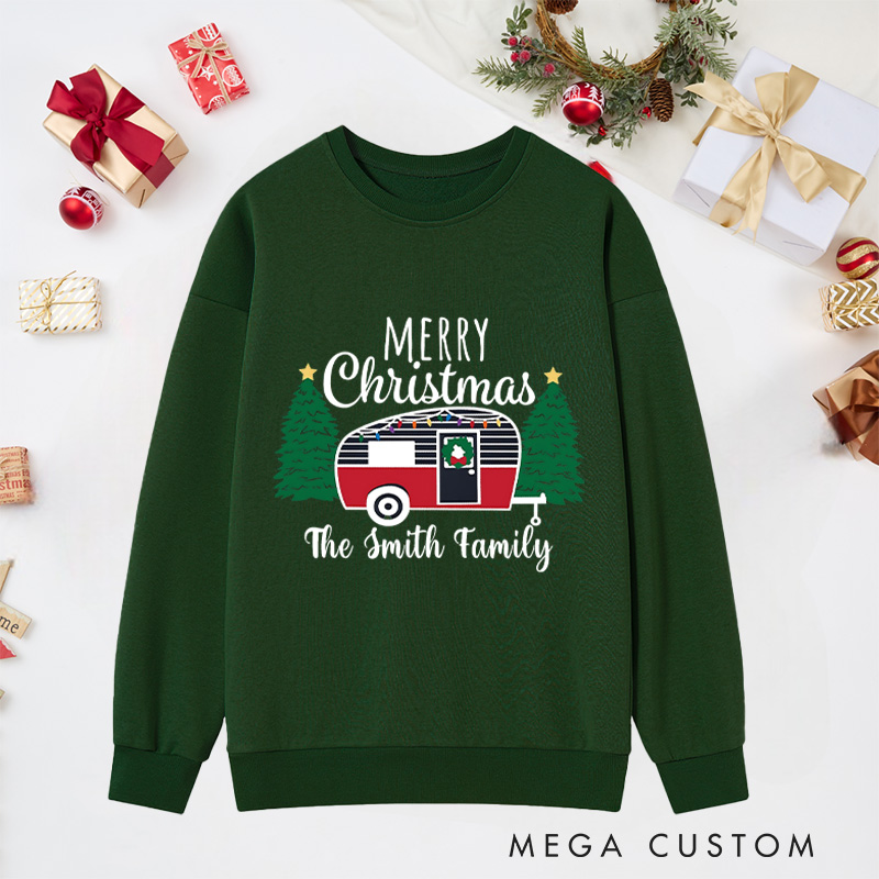 Personalized Cozy Camper Christmas Classic Sweatshirts Merry Christmas Sweatshirts Christmas Gift for Outdoors Lover