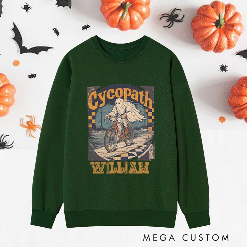 Personalized Halloween Classic Sweatshirts with Vintage Ghost Cycling Theme for Fitness Enthusiasts Bodybuilders and Gym Lovers