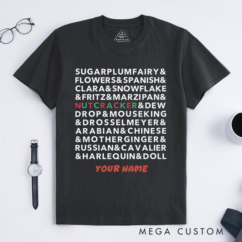 Personalized Ballet Dance Characters Unisex T-Shirts Custom Name Gift for Dancer Ballet Lover Unique Present Family Matching Outfit