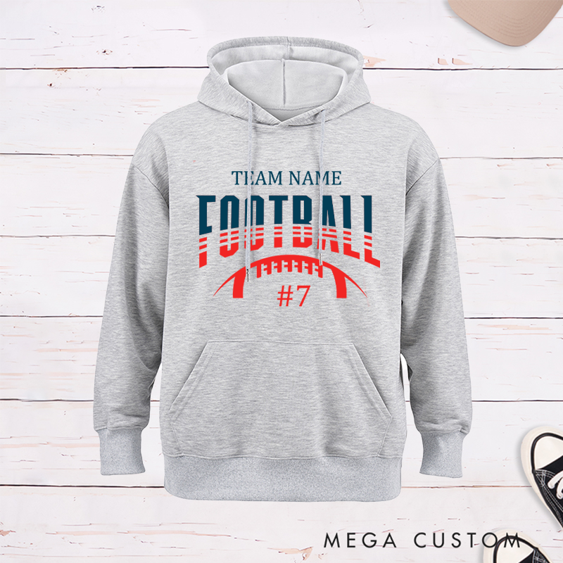 Personalized American Football Hoodie with Custom Your Team Name and Number