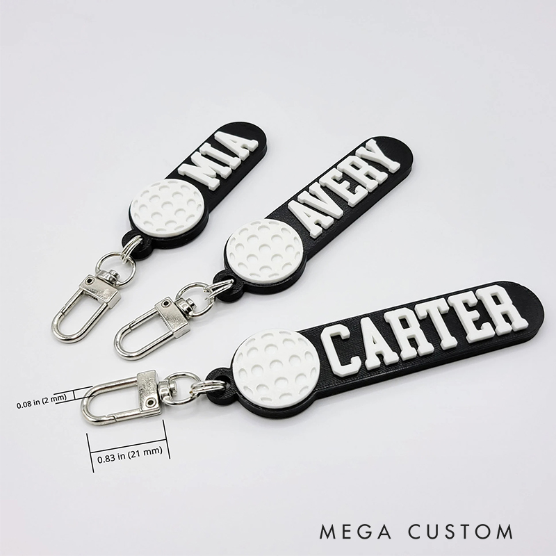 Personalized 3D Printed Golf Keychain with Custom Name and Color Options