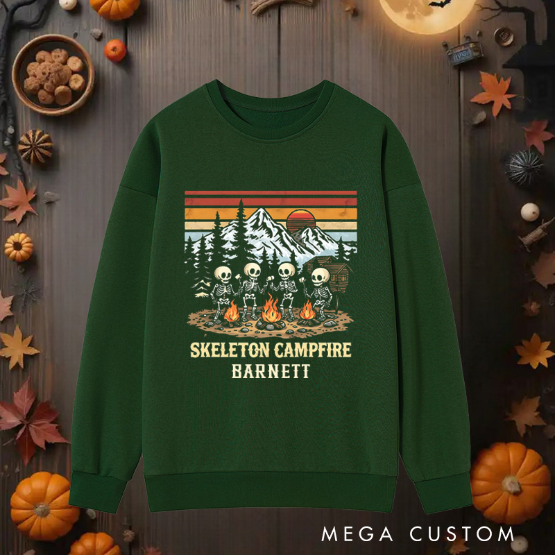 Personalized Skeleton Campfire Classic Sweatshirts Camping Hiking Love