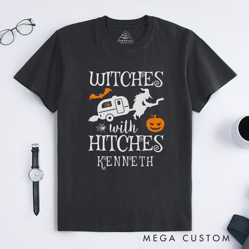Personalized Witches with Hitches T-Shirt Campers Life Lovers Shirt Spooky Pumpkin Shirt Halloween Gift Adventure Outdoor