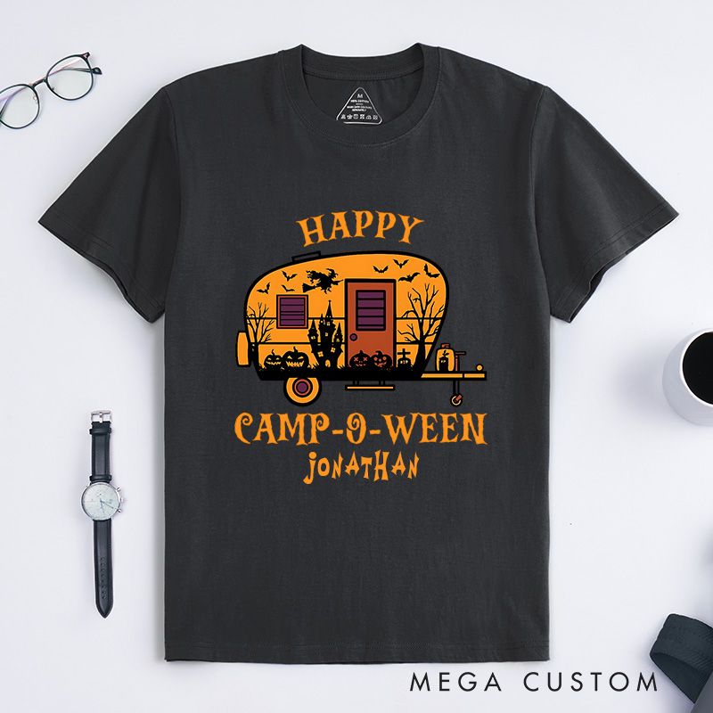 Personalized Halloween Camping Adventure T-Shirt Happy Halloween Shirt Halloween Gift for Outdoor