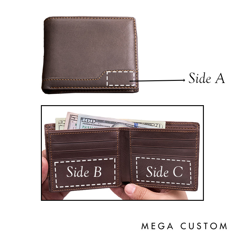 Personalized Engraved Leather Wallet Custom Men's Crazy Horse Wallet Anniversary/Birthday Gift for Him Husband Boyfriend Gift 