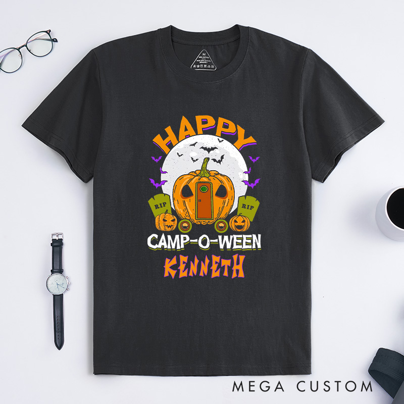 Personalized Happy Camp Halloween T-Shirt Halloween Camping Adventure Shirt Gift for Outdoor