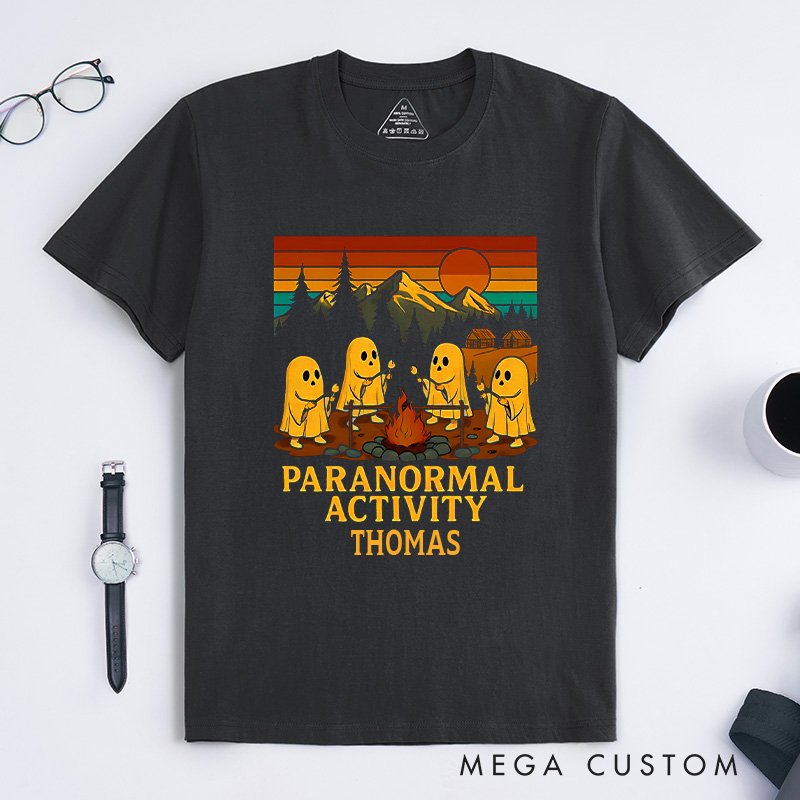 Personalized Ghostly Campfire Fun T-Shirt Outdoor Camping Adventure T-Shirt Halloween Gift