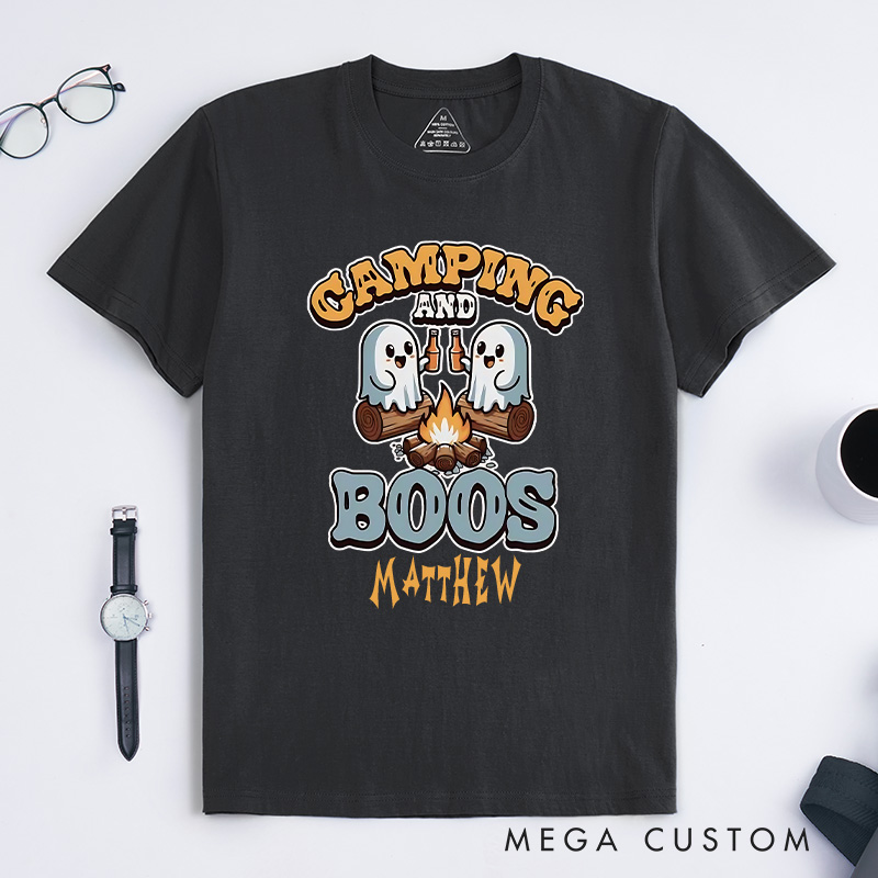 Personalized Camping and Boos T-Shirt Halloween Camping Hiking Lovers T-Shirt Halloween Gift