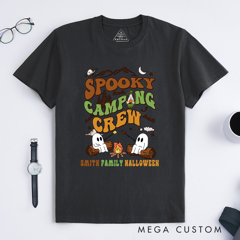 Personalized Spooky Camping Crew T-Shirt a Haunted Campfire Adventure T-Shirt Halloween Gift Outdoor Lover