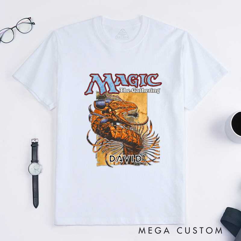 Personalized Fantasy Dragon Art Classic T-Shirts Unique Creative Customizable Name Gift For Men Women Fans Birthday Present Casual Unisex Tee