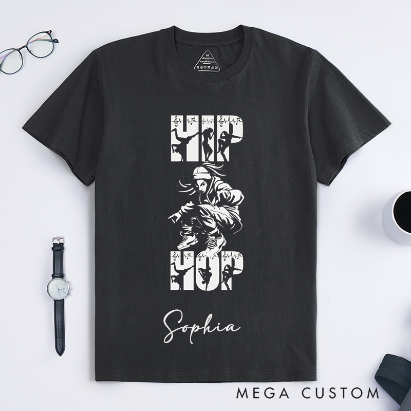 Personalized Hip Hop Dance Graphic T-Shirts Cool Street Style Custom Name Gift for Women Urban Fashion Trendy Comfort Tops for Dancers