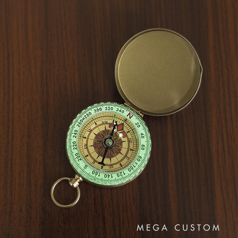 Personalized Star Moon Luminous Compass with Text Religious Gift Baptized Gift