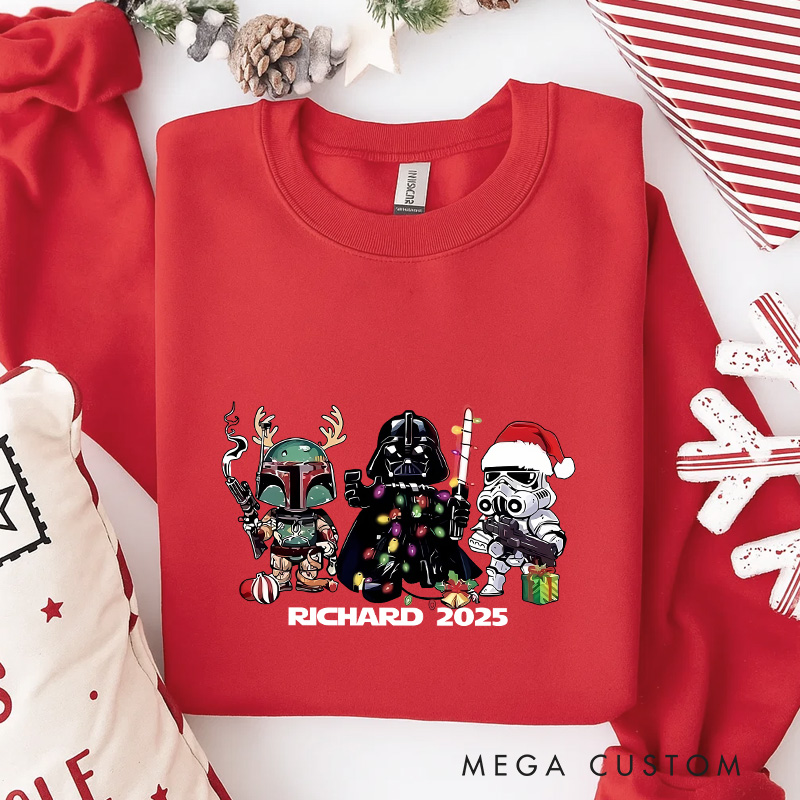 Personalized Christmas Galaxy Sweatshirt Star Holiday Fantasy Nerdy Geek Crewneck Christmas Gift