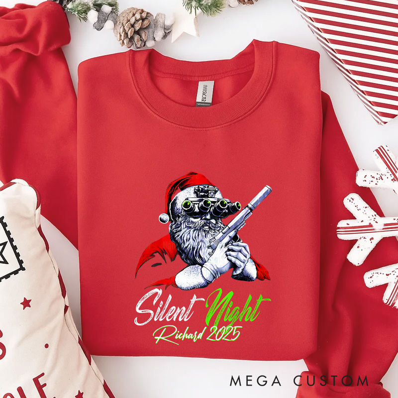 Personalized Silent Night Christmas Movie Sweatshirt Funny Holiday Crewneck Christmas Gift for Him