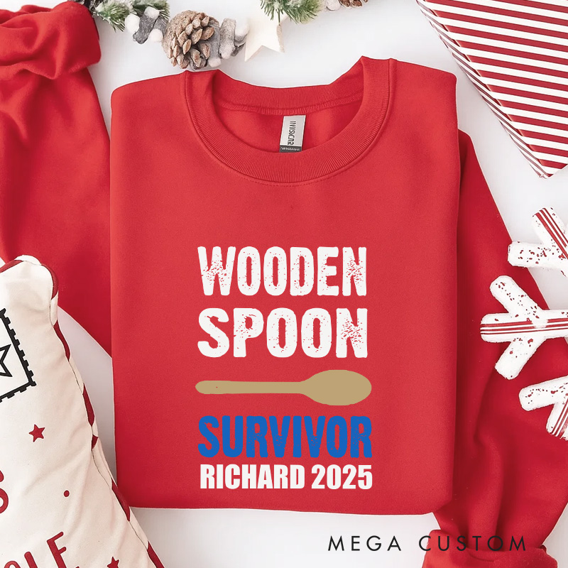Personalized Wooden Spoon Survivor Funny Christmas Movie Sweatshirt Holiday Crewneck Christmas Gift