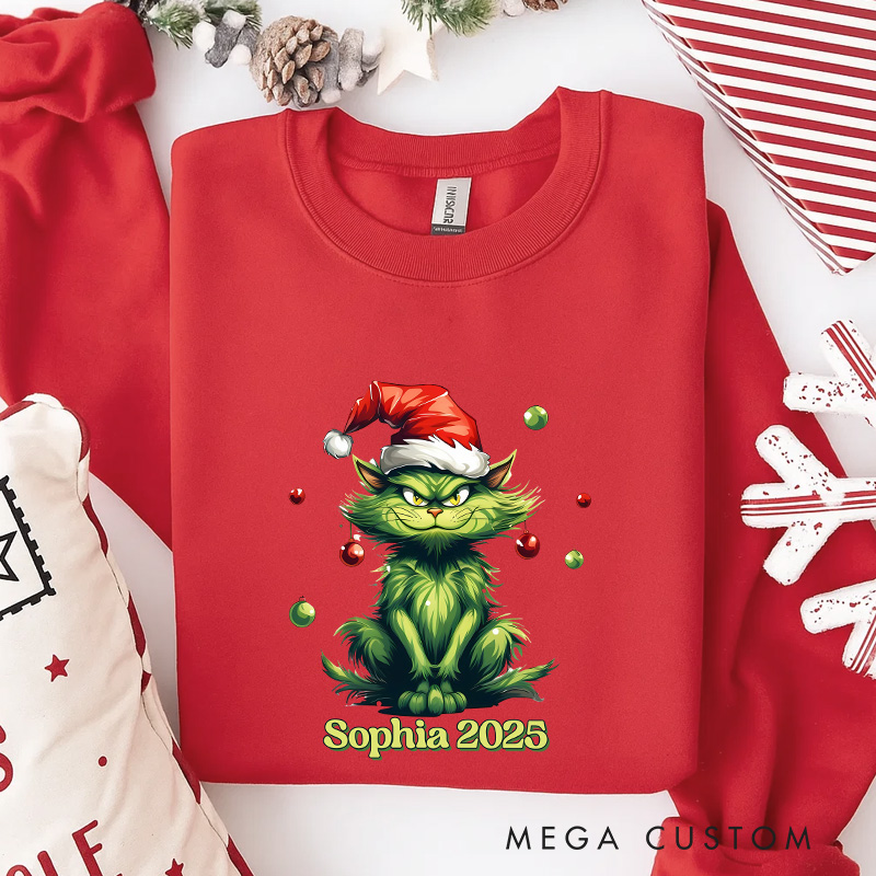 Personalized Wicked Cat Christmas Movie Sweatshirt Holiday Crewneck Christmas Gift