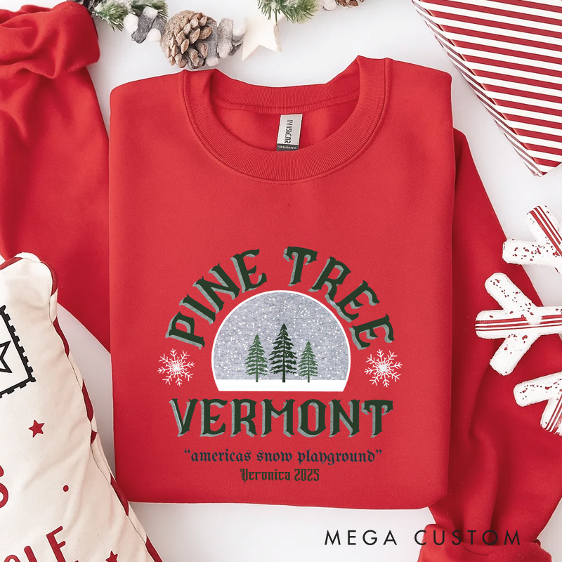 Personalized Pine Tree Vermont Movie Classic Sweatshirt Vintage Holiday Movies Crewneck Family Movie Shirt