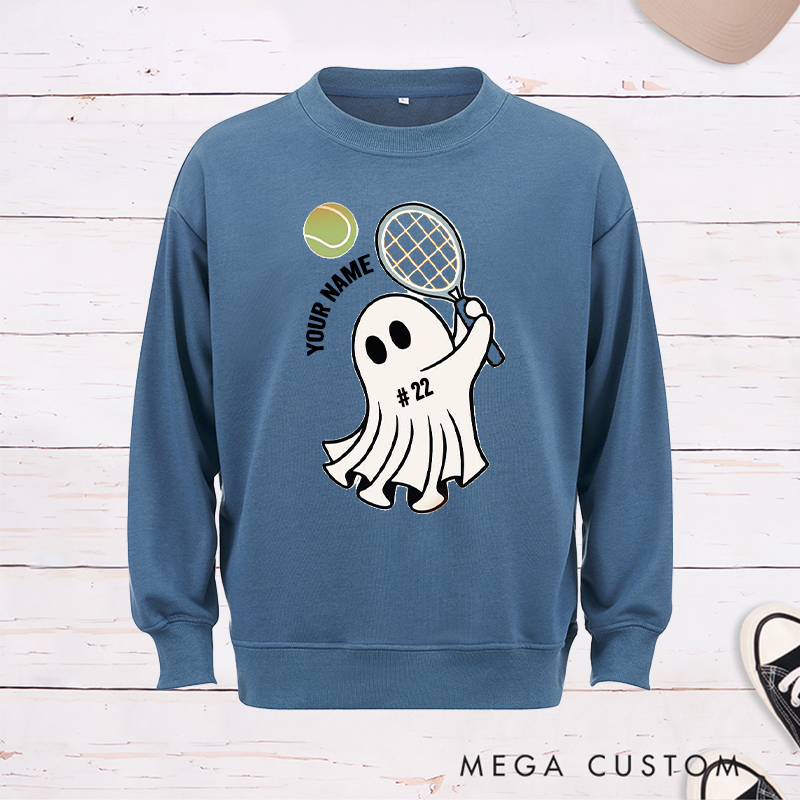  Personalized Ghost Tennis Sweatshirt with Custom Name and Number  