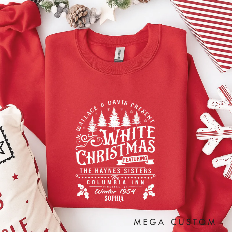 Personalized Snowy Christmas Inn Movie Classic Sweatshirt Vintage Holiday Movies Crewneck Family Movie Shirt