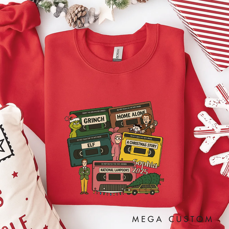 Personalized Christmas Videotapes Classic Sweatshirt Christmas Film Crewneck Movie Holiday Shirt