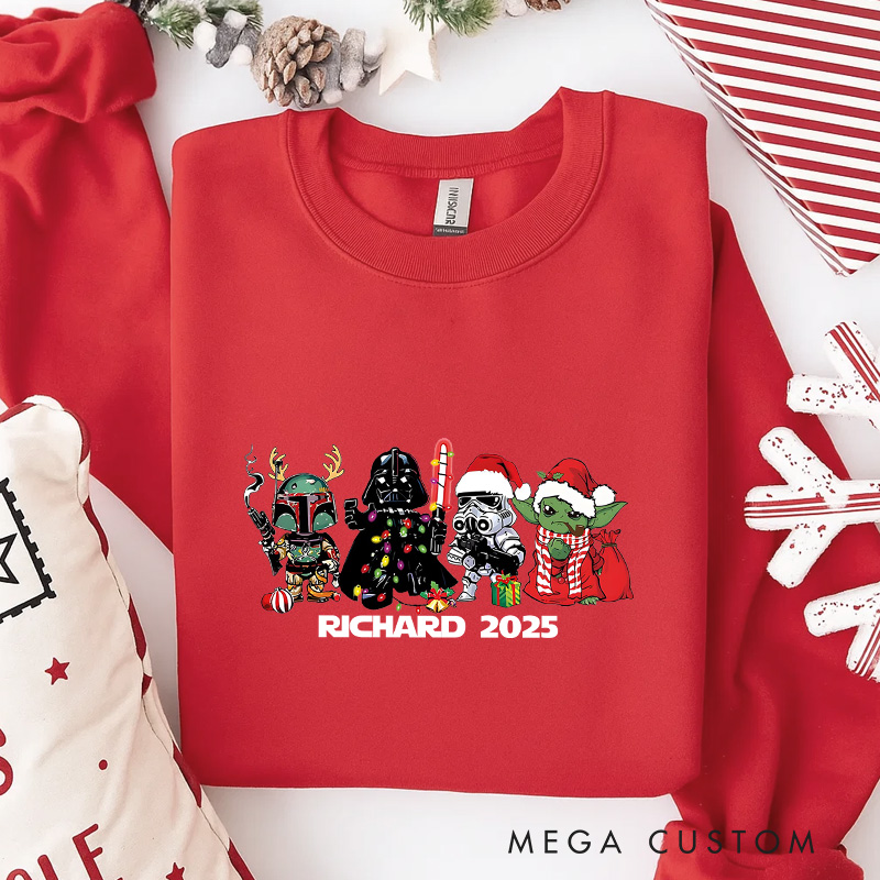 Personalized Star Crew Christmas Classic Sweatshirt Galaxy War Film Crewneck Movie Holiday Shirt