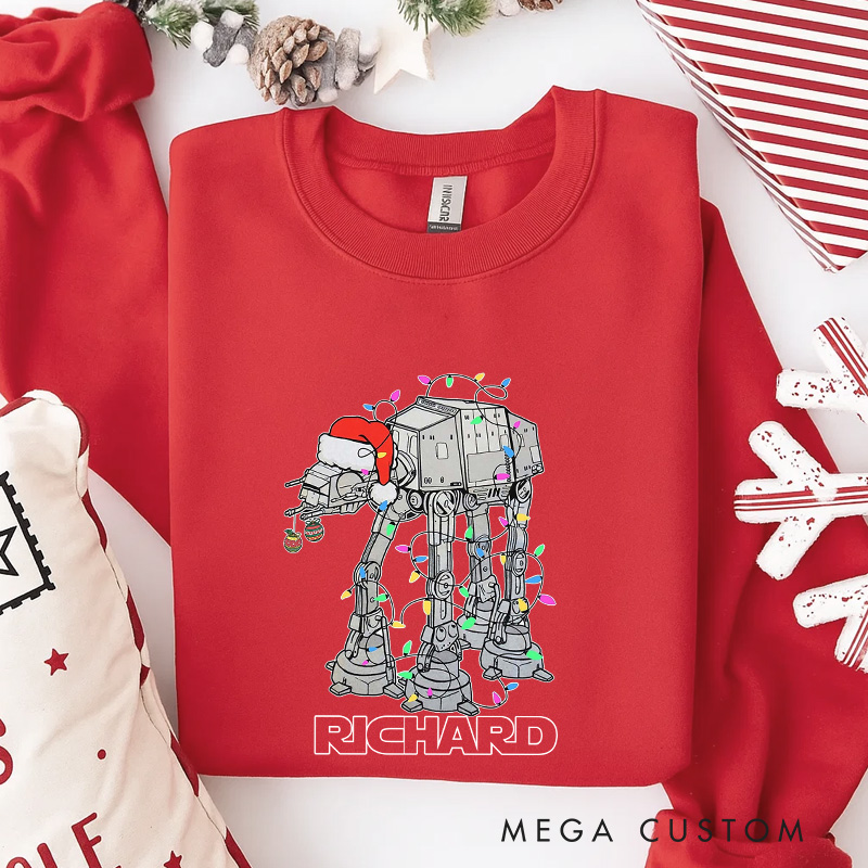 Personalized Walking Christmas Classic Sweatshirt Galaxy War Film Crewneck Movie Holiday Shirt