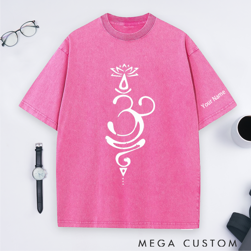 Personalized Yoga Teacher Washed T-Shirt with Elegant Line Art Design Perfect Gift for Yoga Lover and Daily Wear