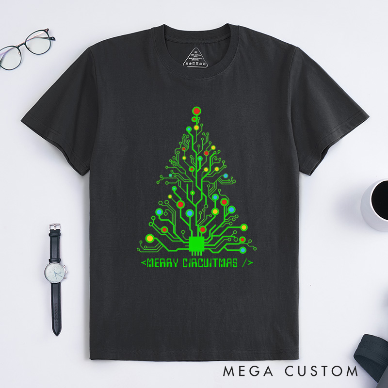 Personalized Merry Circuitmas T-Shirt Programmer Computer Technology Lovers Shirt Christmas Gift for Geek Nerd
