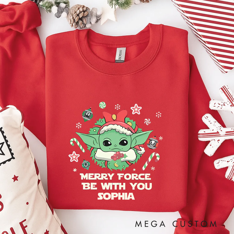 Personalized Merry with You Christmas Classic Sweatshirt Galaxy War Film Crewneck Movie Holiday Shirt