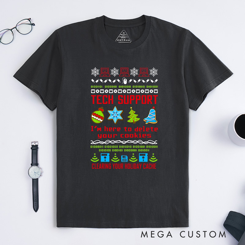 Personalized Tech Support Christmas T-Shirt Programmer Computer Technology Lovers Shirt Christmas Gift for Geek Nerd