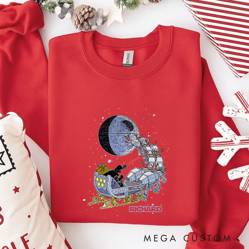 Personalized Star Sled Christmas Classic Sweatshirt Galaxy War Film Crewneck Movie Holiday Shirt