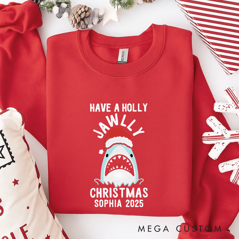 Personalized Jawlly Christmas Movies Classic Sweatshirt Christmas Shark Film Crewneck Movie Holiday Shirt