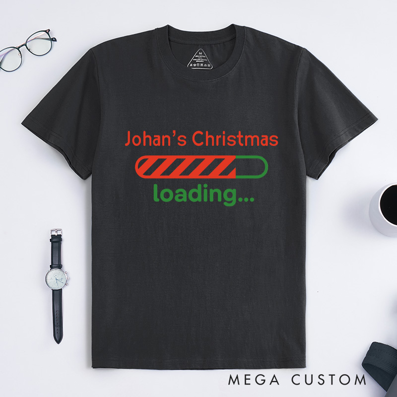 Personalized Funny Christmas Loading Bar T-Shirt Computer Technology Lovers Shirt Christmas Gift for Geek