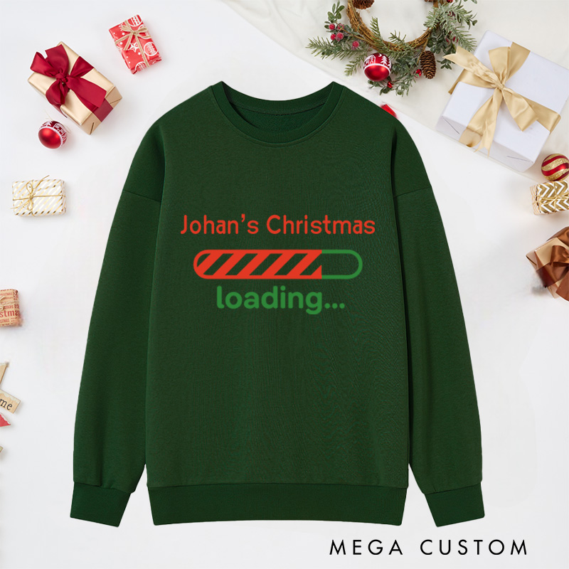 Personalized Funny Christmas Loading Bar Sweatshirts Computer Technology Lovers Sweatshirts Christmas Gift for Geek