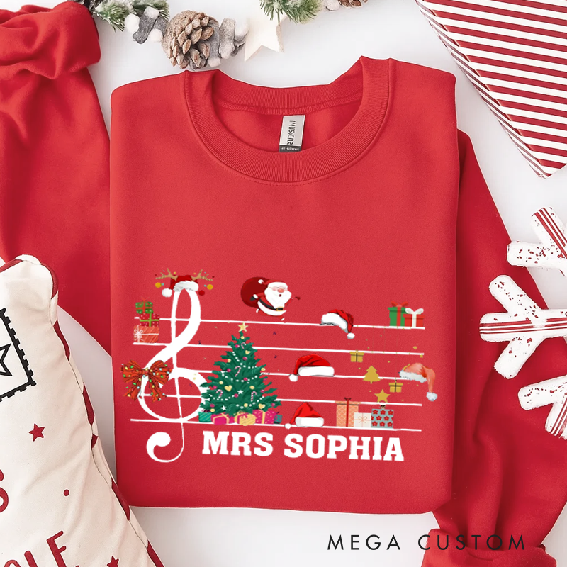 Personalized Classic Sweatshirts Treble Clef Sweatshirt Christmas Treble Clef Sweatshirt Christmas Musician Pianist Music Lover Violin Music Notes