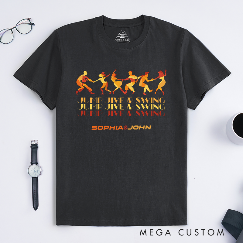 Personalized Jump Jive And Swing Dance T-Shirts Retro Swing Dance Gift for Dancer Men Women Custom Name Tee Unisex Cool Dancewear Present