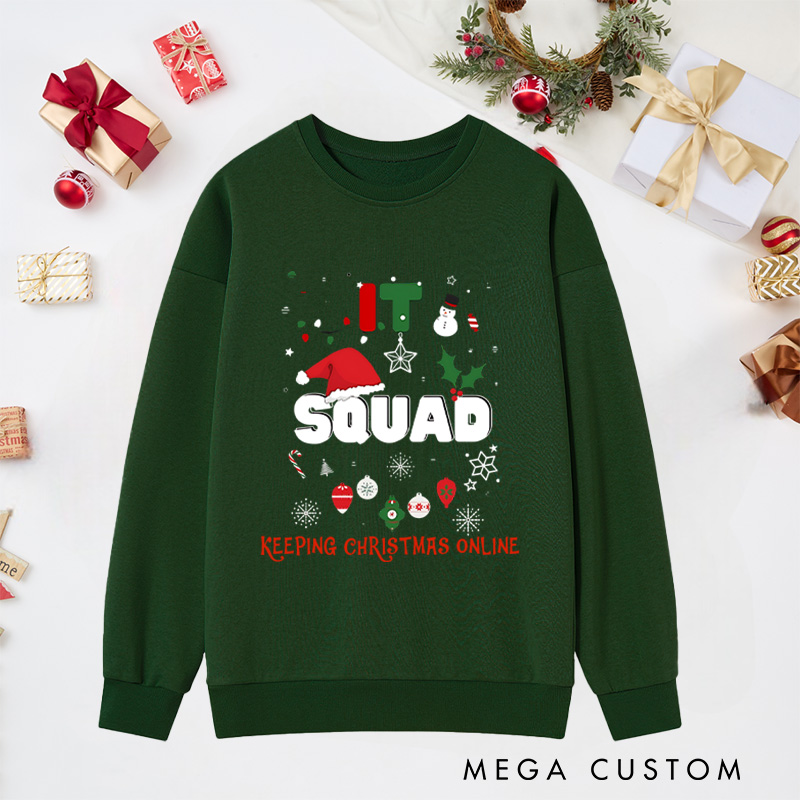 Personalized It Squad Christmas Sweatshirts Tech Teams Sweatshirts Computer Technology Lovers Sweatshirts Christmas Gift for Geek Nerd