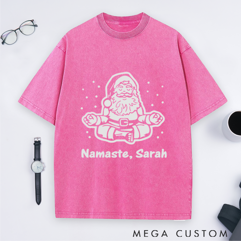 Personalized Santa Yoga T-Shirt with Namaste Design Perfect Gift for Yoga Lover and Christmas