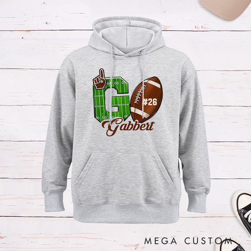 Personalized American Football Go Design Hoodie with Custom Name and Number