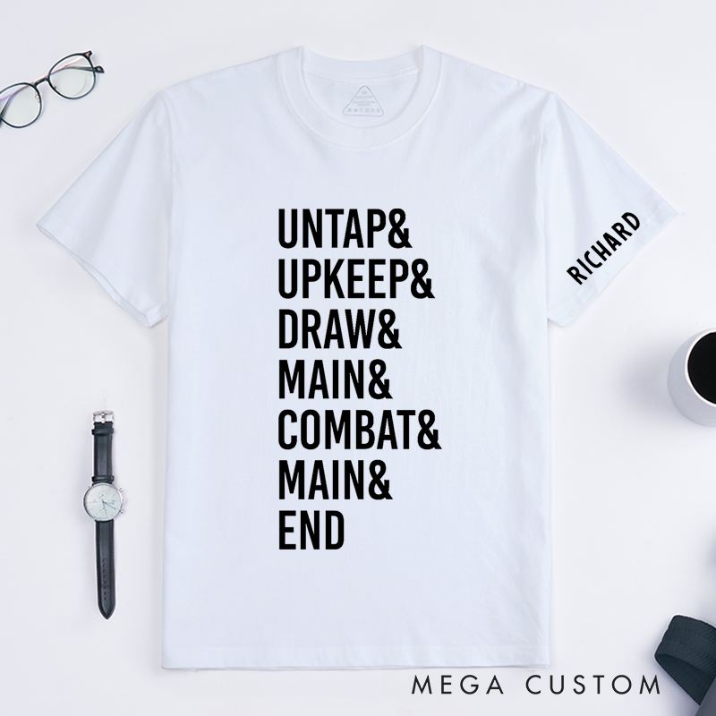 Personalized Card Game Phases Classic T-Shirts Casual Unisex Custom Gift Unique Gameplay Player Life Organizer For Strategy Board Game Lovers Fans