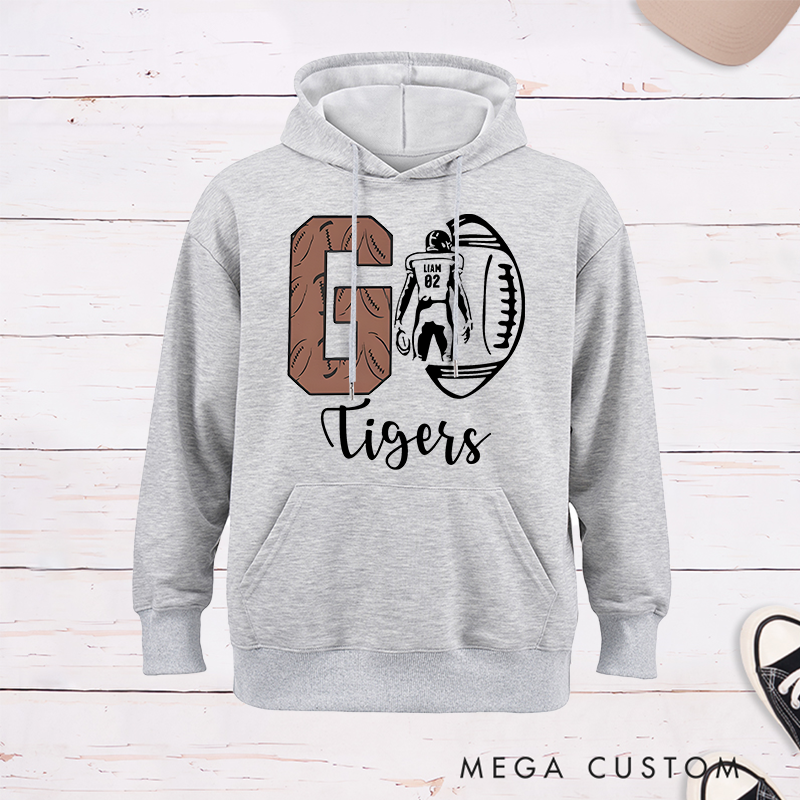 Personalized American Football Element Go Hoodie with Custom Name and Number