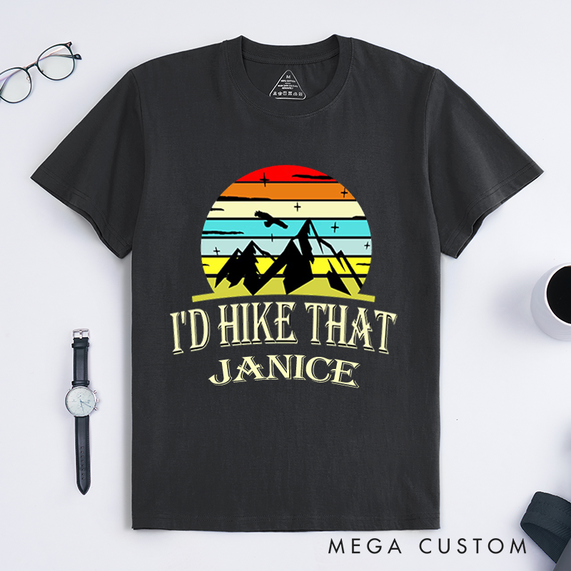 Personalized I'd Hike That T-Shirt Adventure Awaits Shirt Hiking Camping Tee Gift for Outdoor Mountain Climber Travel