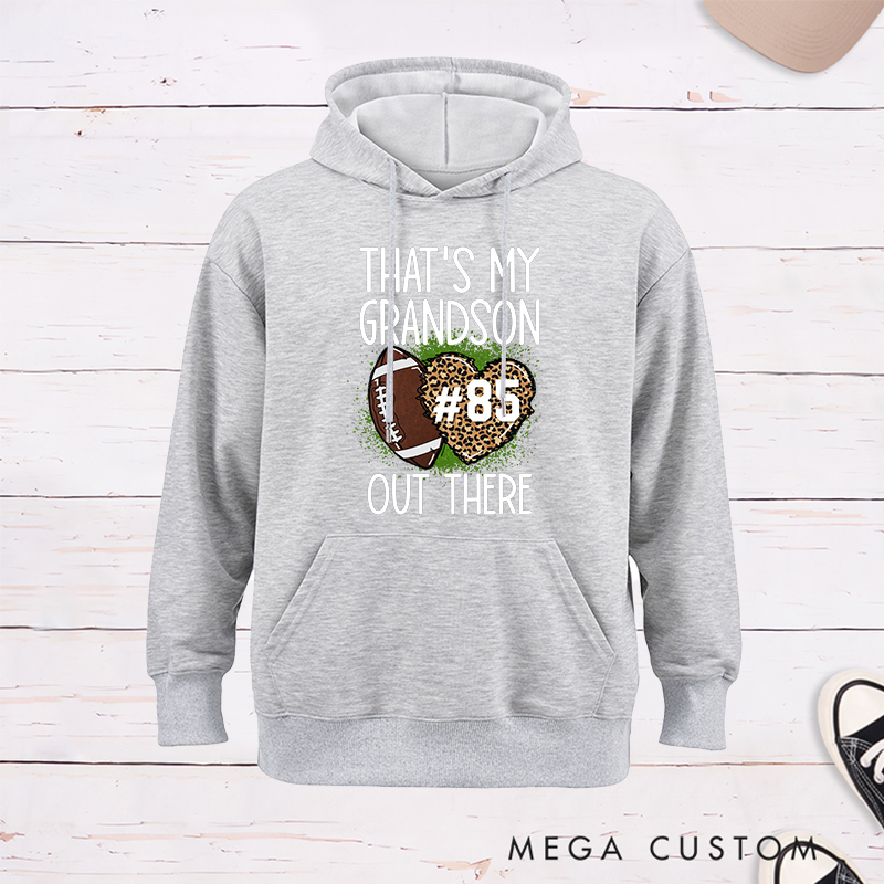 Personalized Leopard Print American Football for Grandma Hoodie with Custom Number