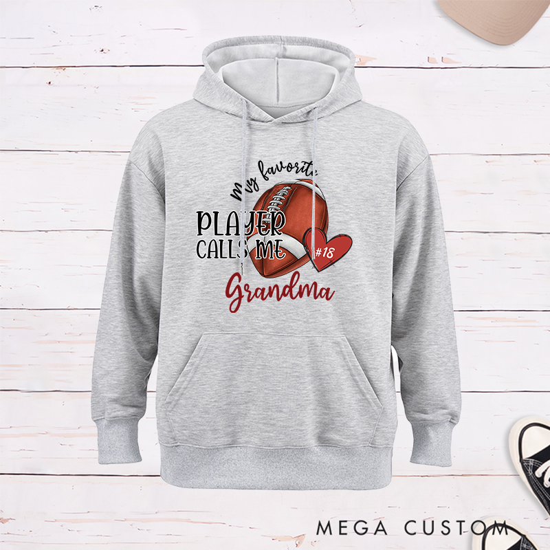 Personalized American Football  "My Favorite Player" Hoddies with Custom Number
