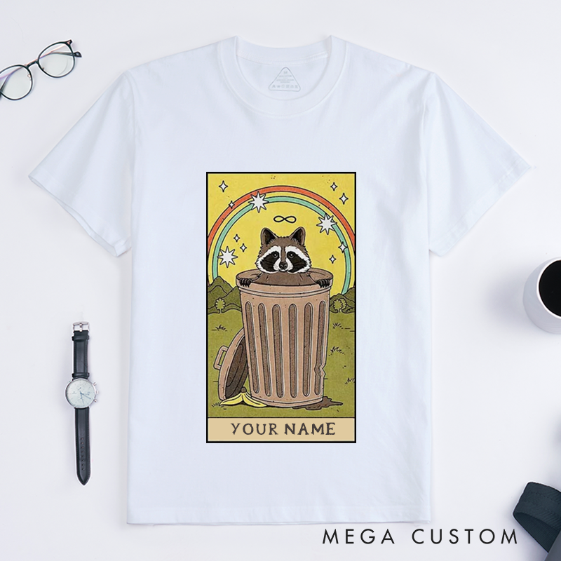 Personalized Tarot Lovers Classic T-Shirts King of Trash Raccoon Tarot Card T-Shirt Unisex Adult Mens Womens Gift 